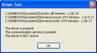 Driver test dialog